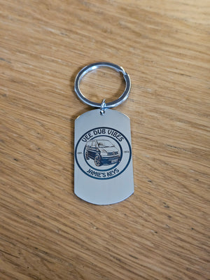 Personalised Camper Keyring – Custom Engraved Text, Date & Registration Plate with Optional Message