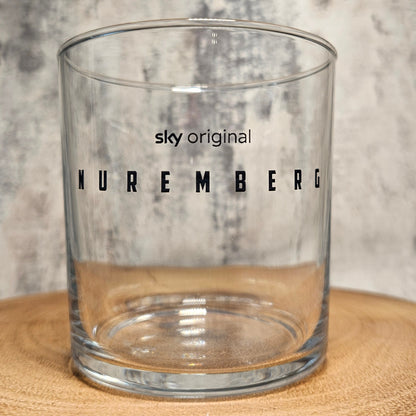Personalised 37cl Tubo tumbler glass with custom printed design — classic rocks glass shape suitable for whisky, spirits and craft beer tasting