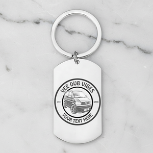 Personalised Camper Keyring – Custom Engraved Text, Date & Registration Plate with Optional Message