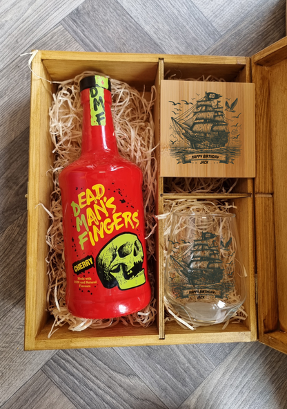 Personalised Rum Glass with Ship Design – Custom Name & Age Engraving – Nautical Gift for Him – Optional Matching Coaster – Laser Engraved Whiskey Tumbler - 18th, 21st, 30th, 40th, 50th, 60th, 70th Birthday Gift