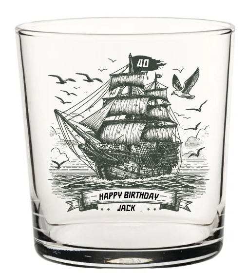 Rum Glassware, Personalised Rum Glass, 18th 21st 30th 40th 50th 60th Birthday, Boy, Men, Gift, Husband, Add Your Name, Engraved Coaster