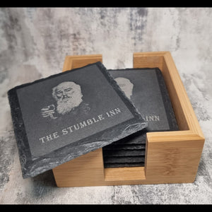 personalised custom laser engraved set of 6 coasters