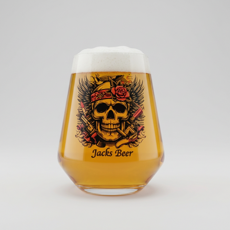 Skull Icon Text Skull Tattoo Glass | Personalised Rose & Wings Design – FirstGlassDesigns
