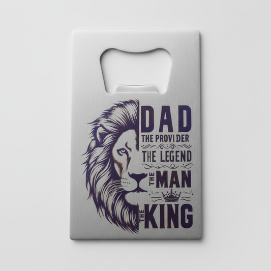 Dad The King Lion Bottle Opener | Laser Engraved Gift First Glass Designs