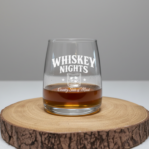 Whiskey Nights Custom Printed Whisky Glass | Country Style First Glass Designs