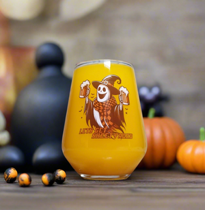Halloween Ghost Glass – "Let’s Get Sheet Faced" Custom Printed Drinkware FirstGlassDesigns