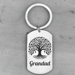 tree of life keychain for grandad, keyring for grandad, small gift for grandad, personalised gift for grandad, laser engraved gifts, custom made, birthday, fathers day stocking filler