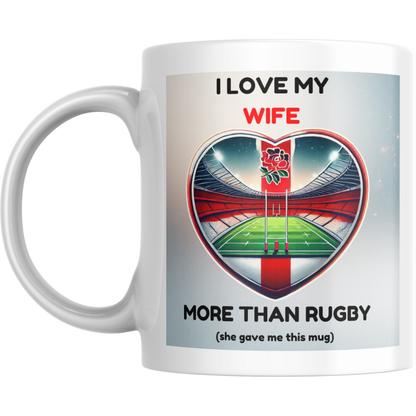England Rugby Boyfriend Mug - I Love My GF / Wife More Than Rugby Heart Gift