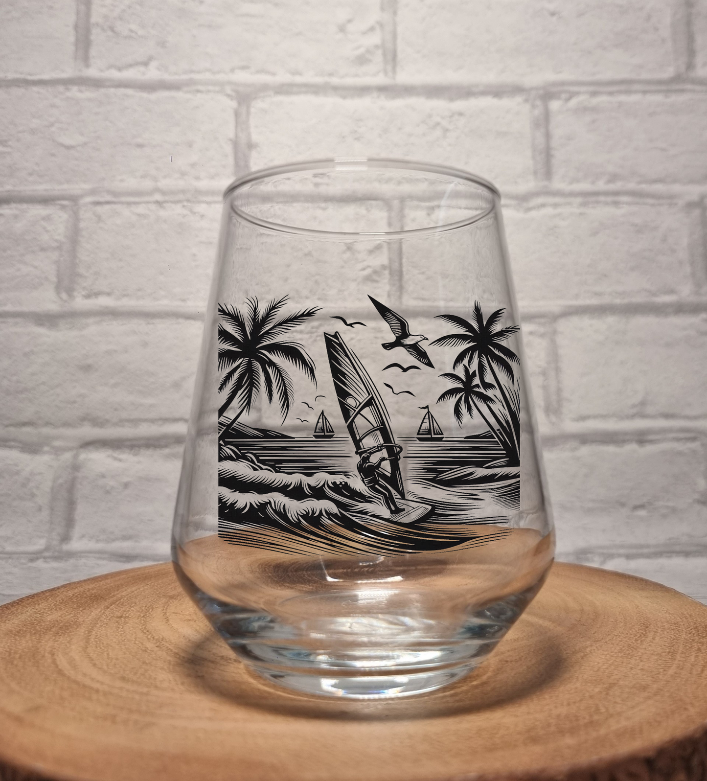 Personalised Windsurfer Glass – Custom Ink Printed Design with Name or Message