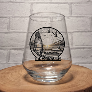Custom Windsurfing-Themed Glass – Personalised Ink-Printed Design with Name