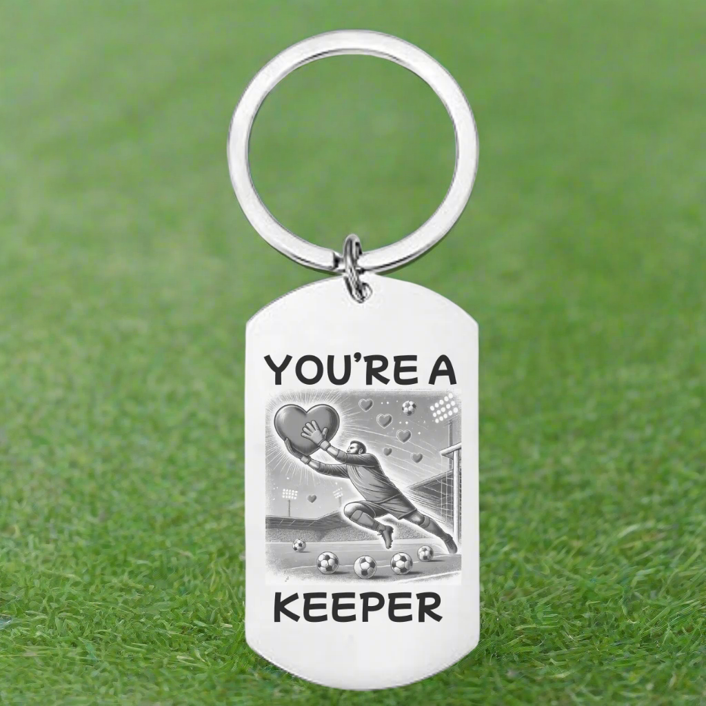 Personalised “You’re a Keeper” Football Keyring – Stainless Steel with Goalkeeper & Heart Design

Celebrate love and football with this fun and meaningful personalised stainless steel keyring, featuring a goalkeeper diving to catch a heart and the playful text “You’re a Keeper.” Whether you're shopping for your football-loving partner or a sporty Valentine’s Day gift, this unique keepsake is a perfect way to show someone they’ve captured your heart.

Made from durable stainless steel, this keychain is desig