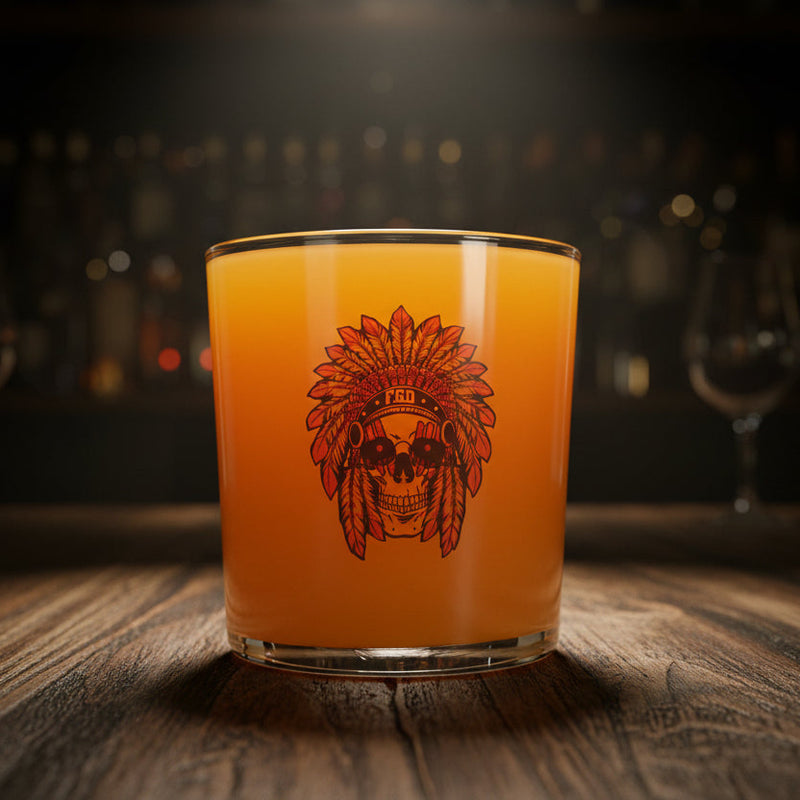 Retired Indian personalised skull Native American chief printed beer glass — dark alternative gift by First Class Designs UK