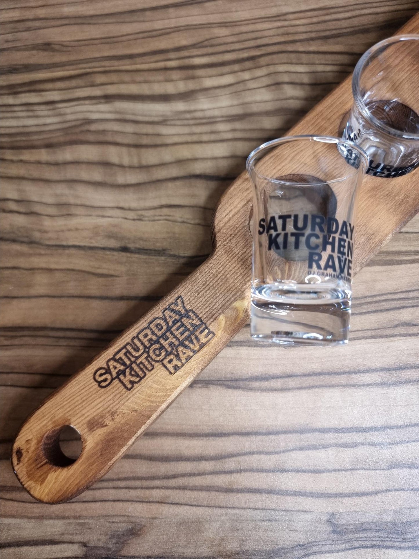 6 x Custom /Personalised Shot glasses with Paddle -Great Gift Idea