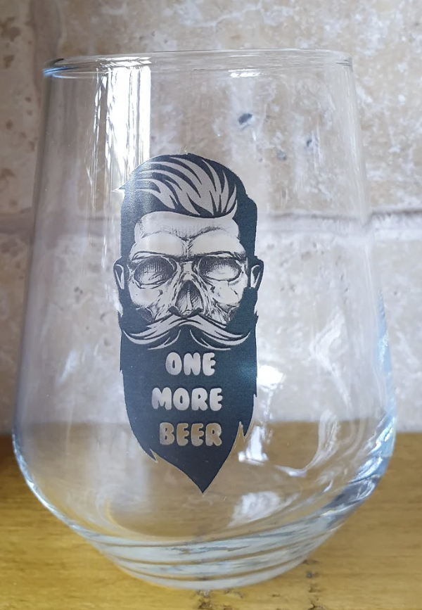 Fathers Day Gift Idea Hipster 'One More Beer' Craft Beer Glass